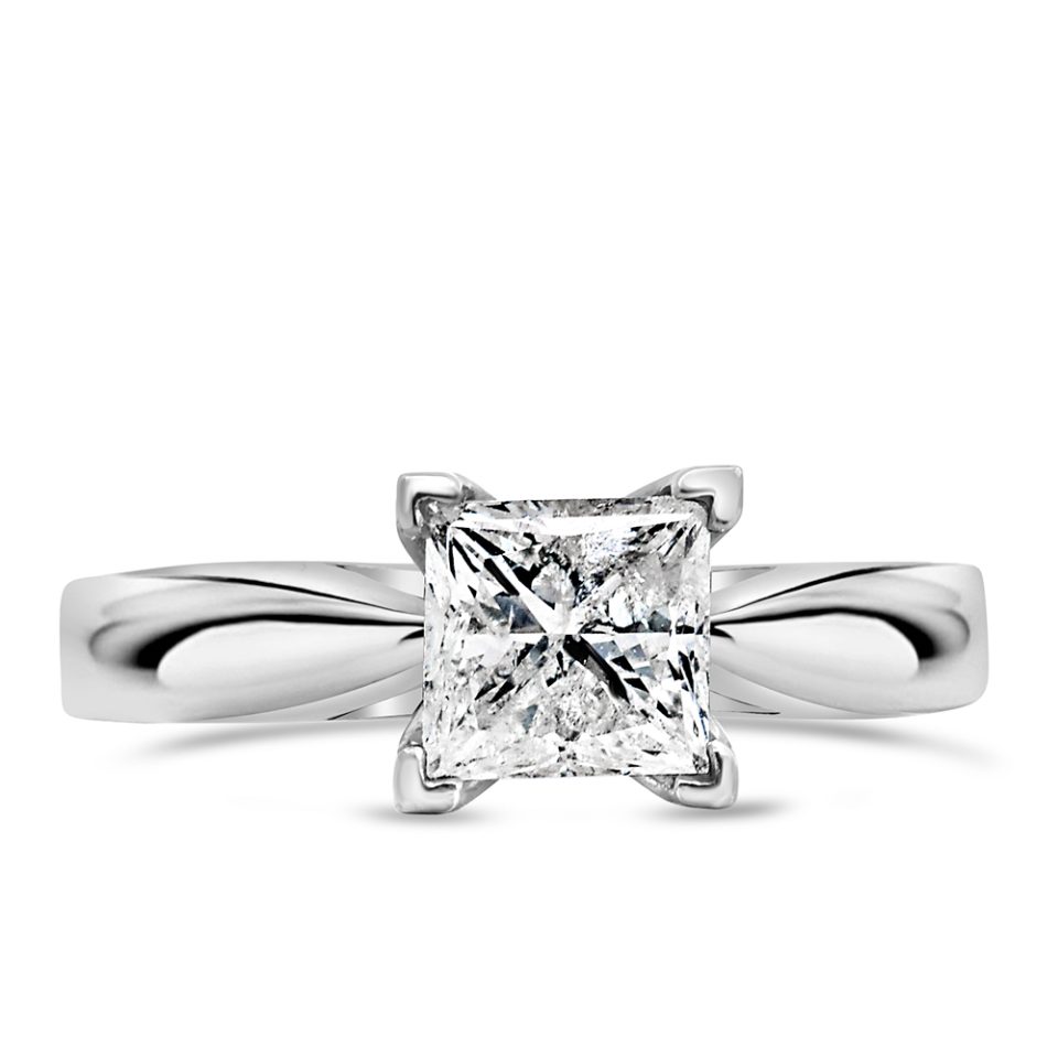 Great Canadian Solitaire Engagement Ring crafted in 14kt White Gold, featuring a dazzling 1.00 Carat Diamond at its center