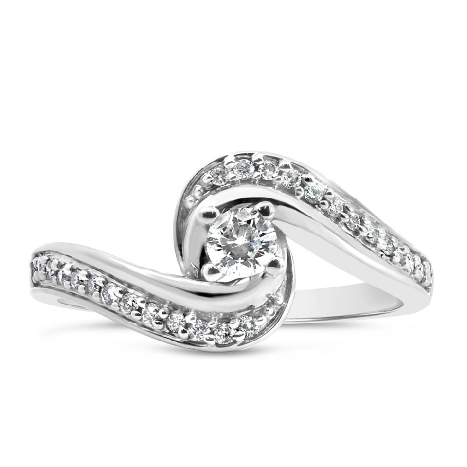 Dazzling Fire of the North Engagement Ring featuring sparkling diamonds totaling 0.25 carats, set in stunning 14kt white gold