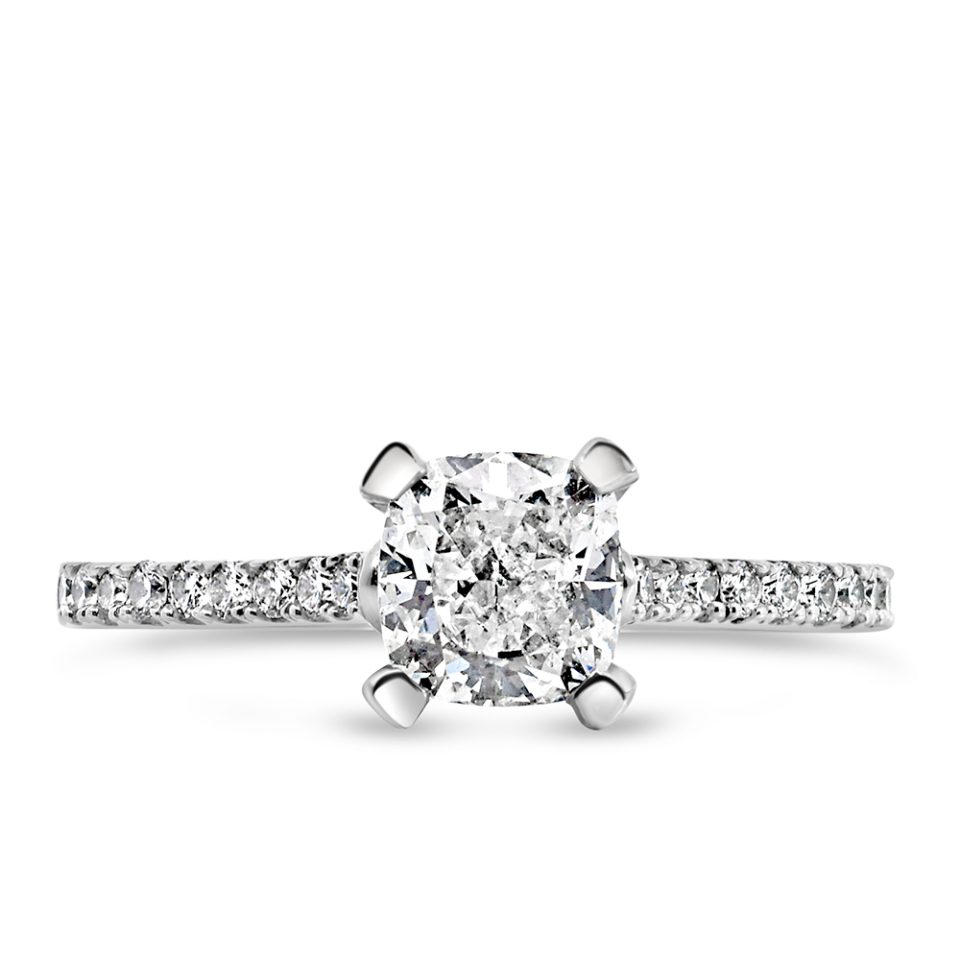 Fire of the North Engagement Ring, crafted in 18kt White Gold and adorned with a total of 1.18 Carats of dazzling Diamonds