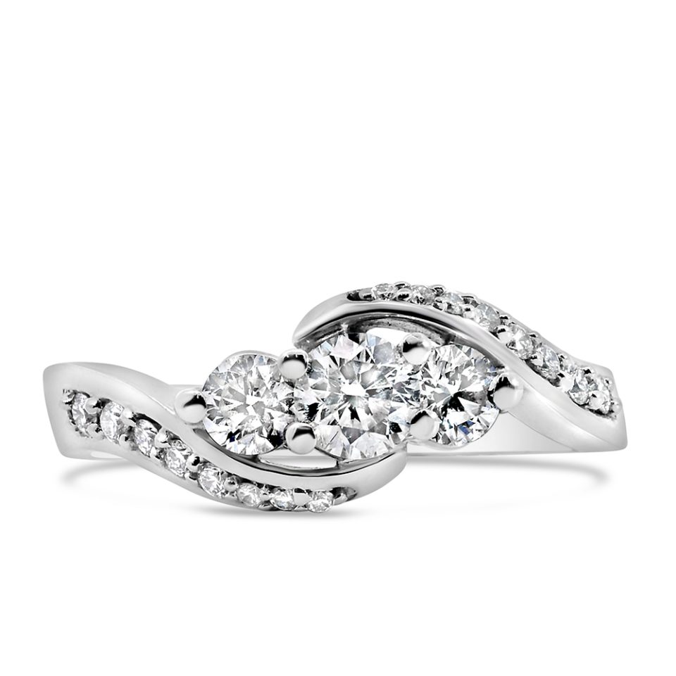 Engagement Ring with .70 Carat TW of Diamonds in 14kt White Gold
