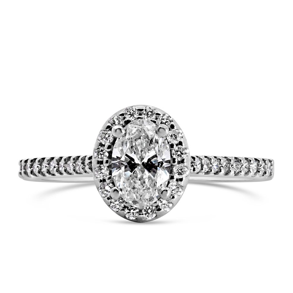 Engagement Ring with .72 Carat TW of Diamonds in 18kt White Gold