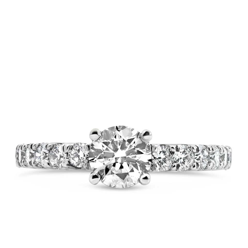 Northern Facet Ideal Cut Halo Engagement Ring, featuring a total of 1.30 Carats of sparkling Diamonds set in 18kt White Gold