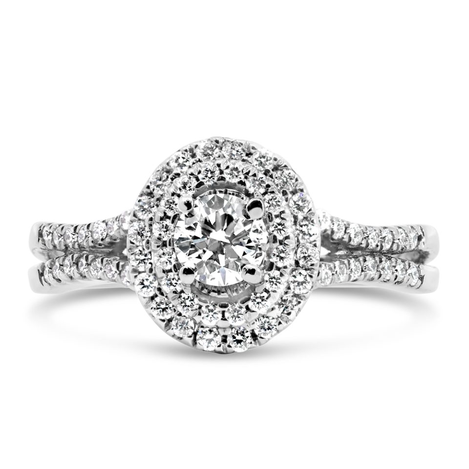 Engagement Ring with .64 Carat TW of Diamonds in 18kt White Gold