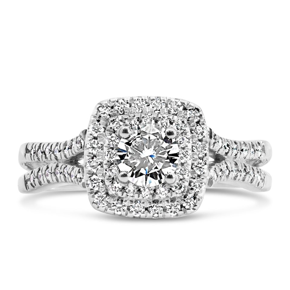Engagement Ring with .74 Carat TW of Diamonds in 18kt White Gold