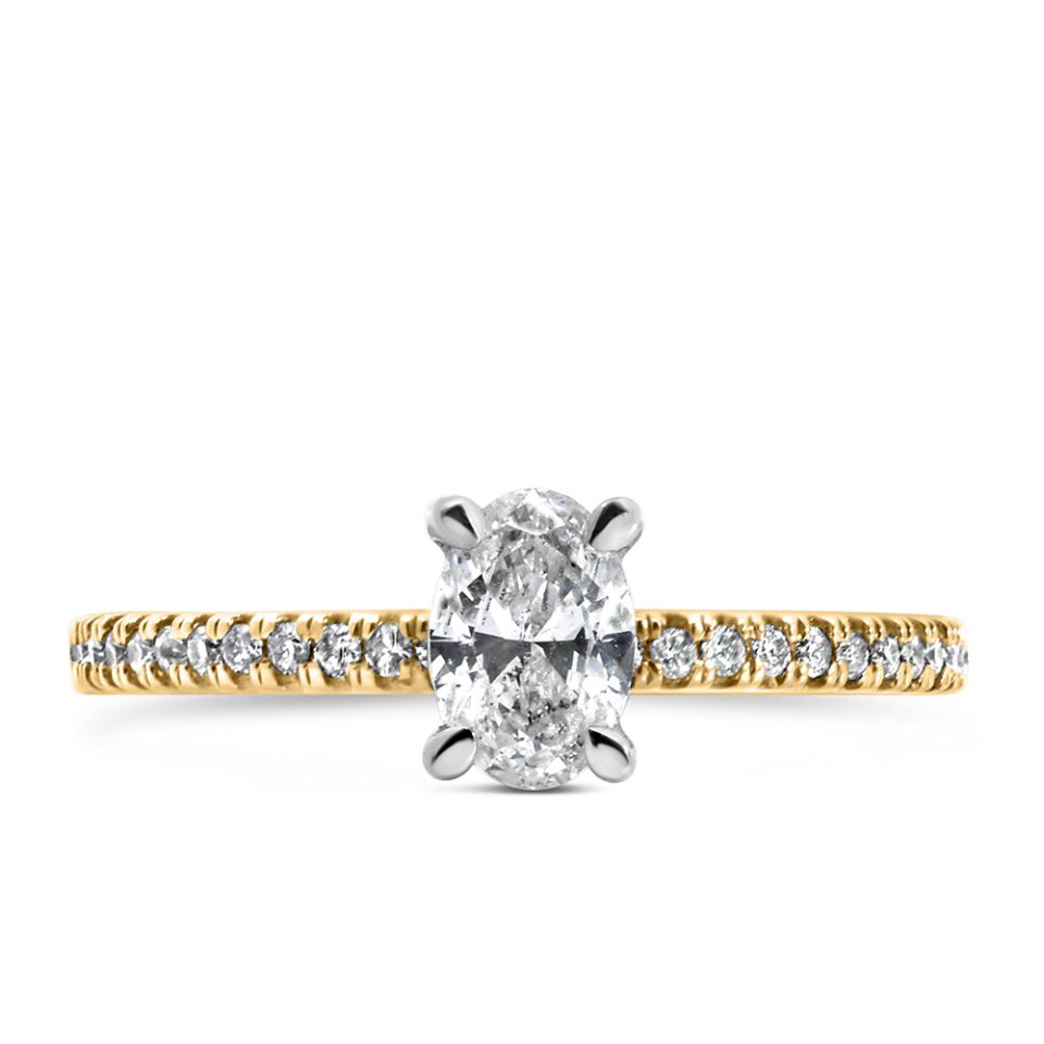 Oval Engagement Ring with .65 Carat TW of Diamonds in 14kt Yellow Gold