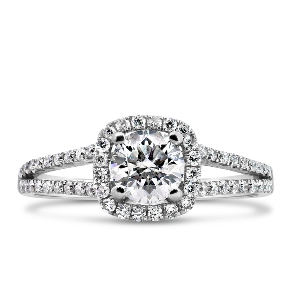 Engagement Ring with 1.00 Carat TW of Diamonds in 18kt White Gold