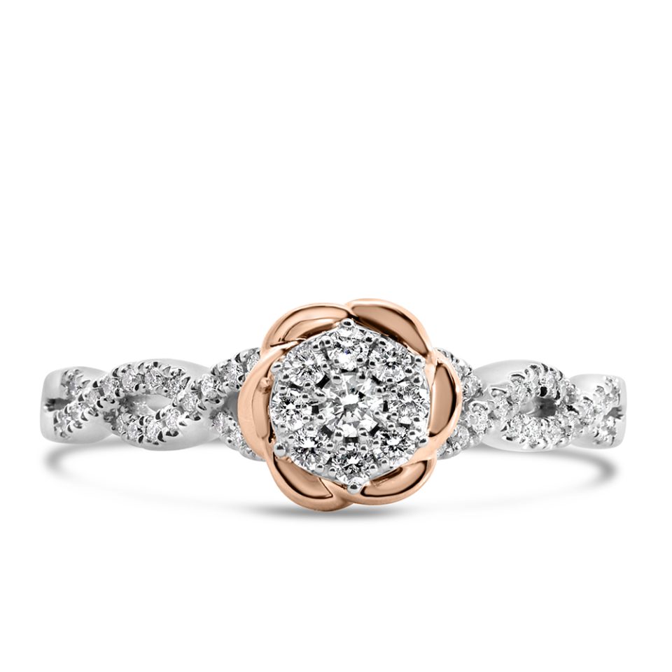 Disney Belle Ring with .25 Carat TW of Diamonds in 10kt White and Rose Gold