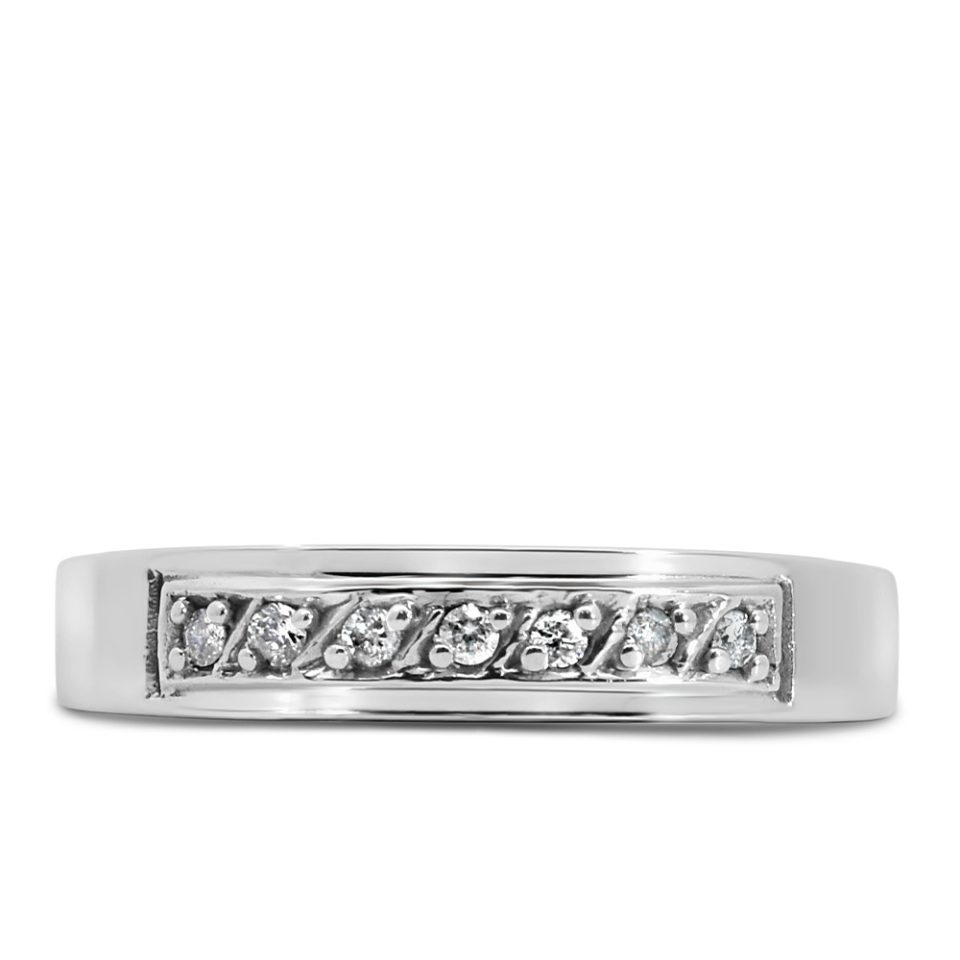 Wedding Band with .07 Carat TW of Diamonds in 10kt White Gold