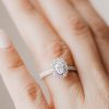 Halo Engagement Ring with 1.25 Carat TW of Diamonds in 14kt White Gold