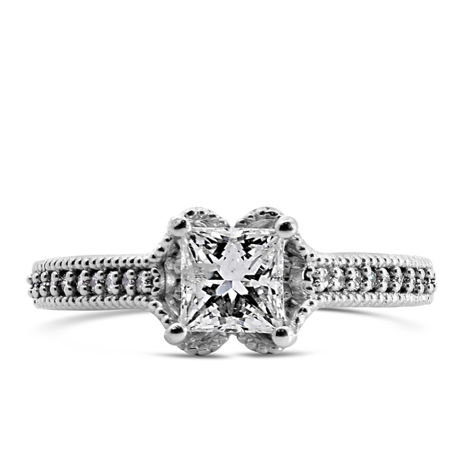 Engagement Ring with .83 Carat TW of Diamonds in 14kt White Gold