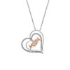 Mom Heart Pendant with .20 Carat TW of Diamonds in 10kt White and Rose Gold with Chain
