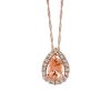 Pendant with .09 Carat TW of Diamonds and Morganite in 10kt Rose Gold with Chain