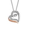 Heart Pendant with .02 Carat TW of Diamonds in Rose Gold Plated Sterling Silver with Chain