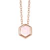 17″-19″  Asian Hope 7MM Hexagon Pendant with Rose Quartz in Rose Gold Plated Sterling Silver with Chain