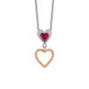 Heart Pendant with Created Ruby and Rose Tone in Sterling Silver