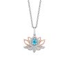 Enchanted Disney Jasmine Pendant with Blue Topaz and .10 Carat TW of Diamonds in Sterling Silver and 10kt Rose Gold
