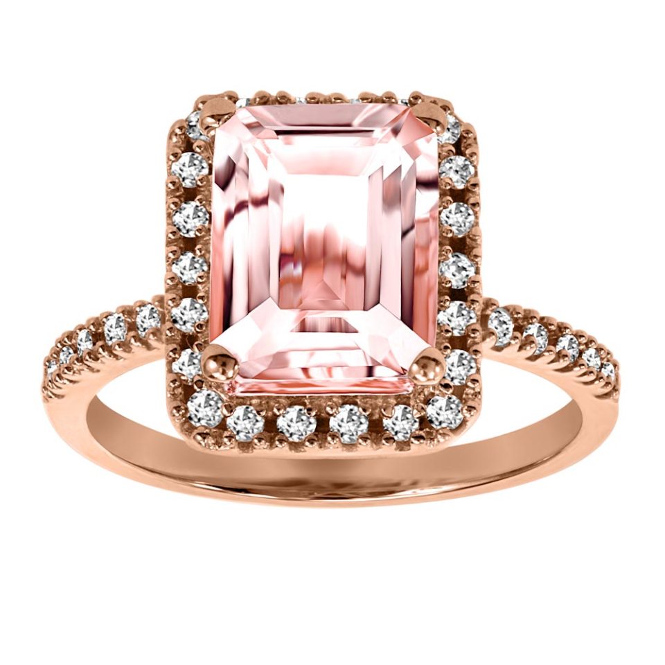 14kt Rose Gold Diamond Pear Shape Morganite Ring