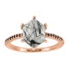 Ring with .07 Carat TW of Black Diamonds and Rutilated Quartz in 10kt Rose Gold