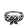 Stranger Things Demogorgon Ring with .17 Carat TW of Black Diamonds and Created Ruby in Sterling Silver