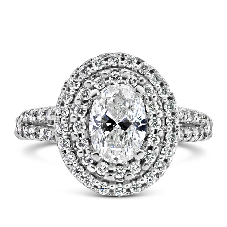 Engagement Ring with 1.80 Carat TW of Diamonds in 14kt White Gold