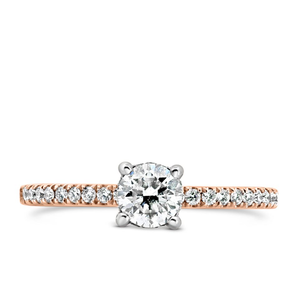 Engagement Ring with .69 Carat TW of Diamonds in 18kt Rose Gold