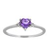 Heart Ring with .03 Carat TW of Diamonds and Amethyst in 10kt White Gold