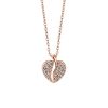 Heart Pendant with Cubic Zirconia in Gold Plated Sterling Silver with Chain