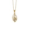 Leaf Pendant with .05 Carat TW of Diamonds in 10kt Yellow Gold with Chain