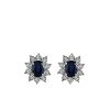 Earrings with .30 Carat TW of Diamonds and Oval Blue Sapphire in 10kt White Gold
