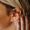 Stud Earrings with Trillion Amethyst in Sterling Silver