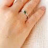 Ring with Created Emerald and Cubic Zirconia in Sterling Silver