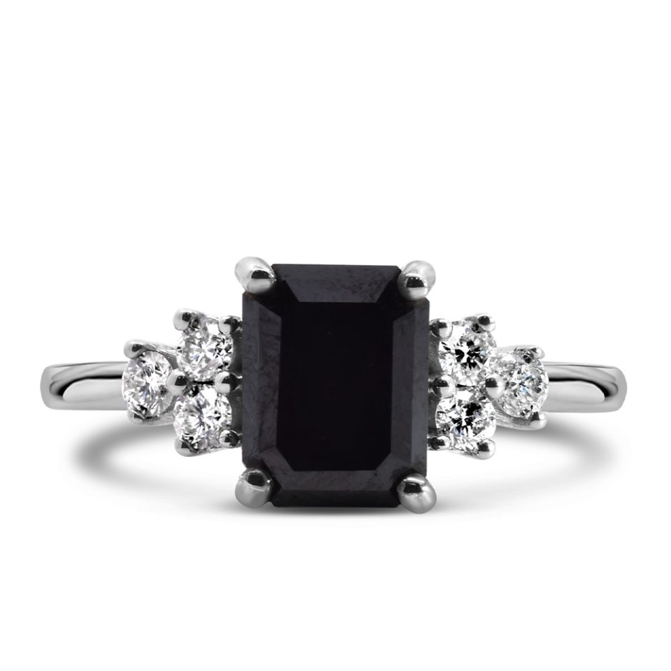 Ring with 1.90 Carat TW of Black and White Diamonds in 14kt White Gold