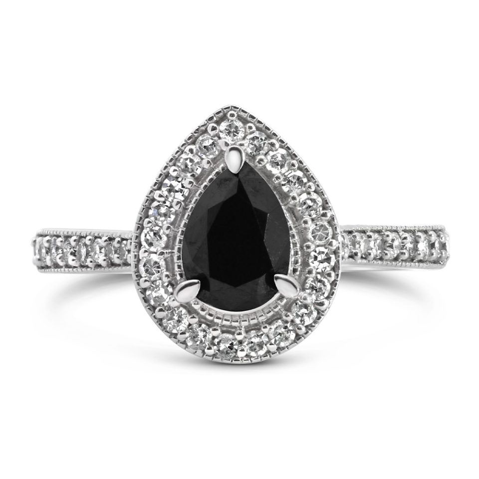 Ring with 1.05 Carat TW of Black and White Diamonds in 14kt White Gold