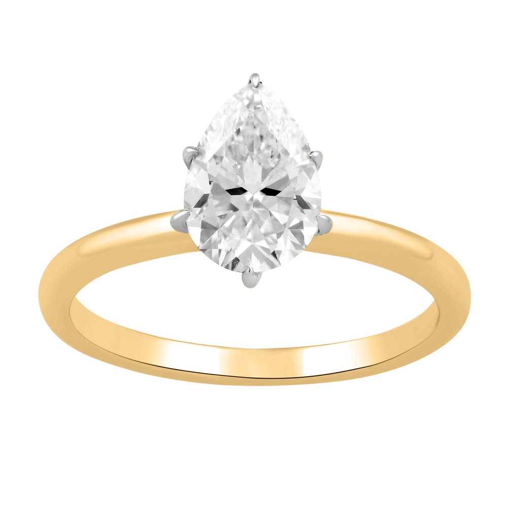 Pear Engagement Ring with 1.33 Carat TW of Lab Created Diamonds in 14kt ...