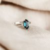 Ring with 10X5MM Hexagon London Blue Topaz and .06 Carat TW of Diamonds in 14kt White Gold