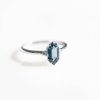 Ring with 10X5MM Hexagon London Blue Topaz and .06 Carat TW of Diamonds in 14kt White Gold