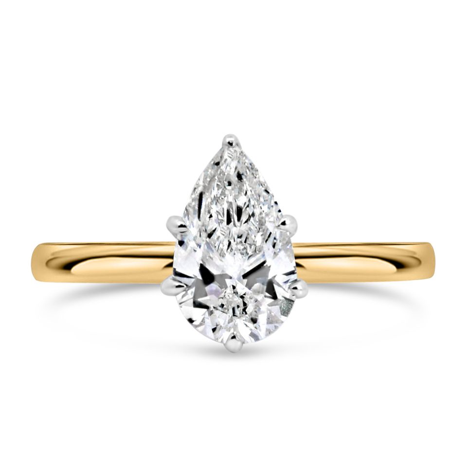 Stunning Pear-shaped Engagement Ring: Sparkling 1.33 Carat Lab Created Diamonds