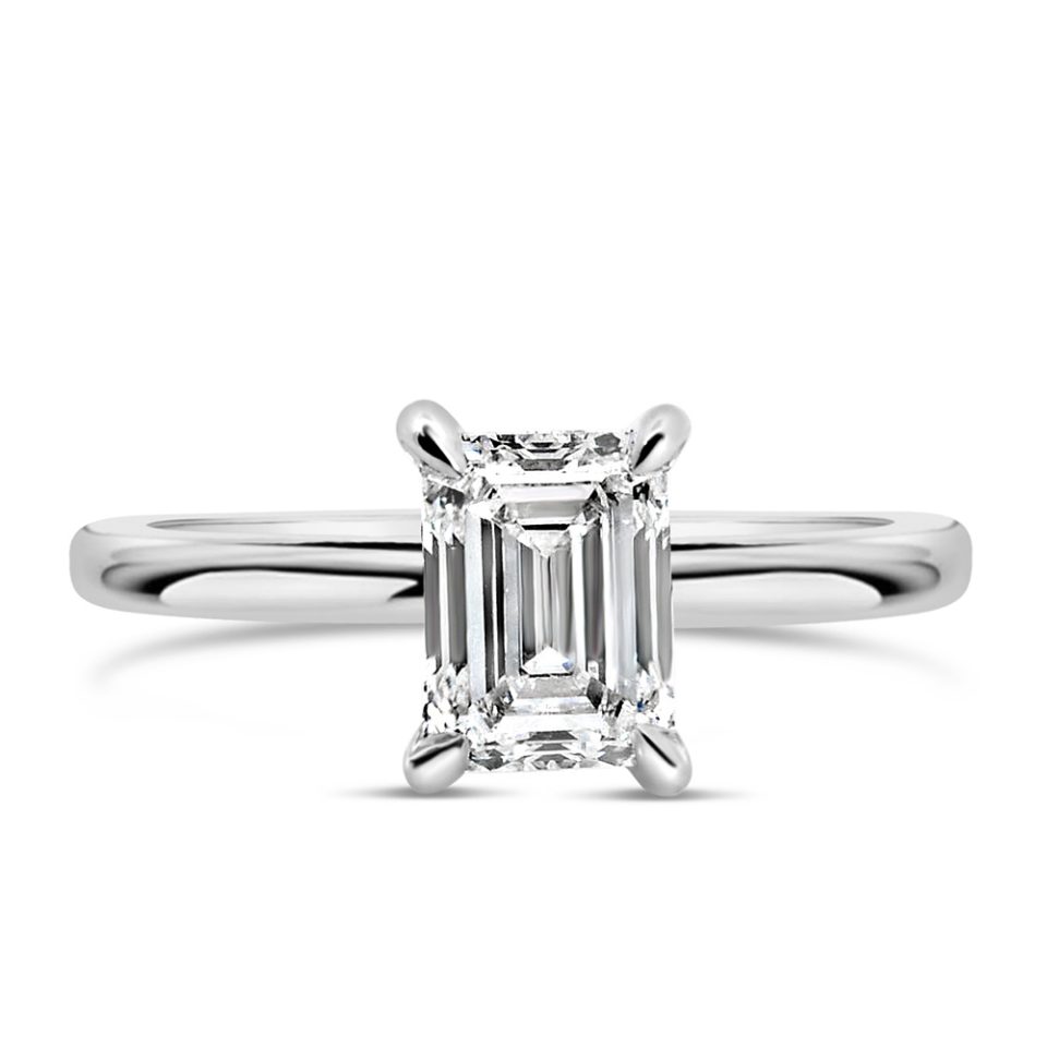 Stunning Emerald shaped Engagement Ring: Sparkling 1.33 Carat Lab Created Diamonds