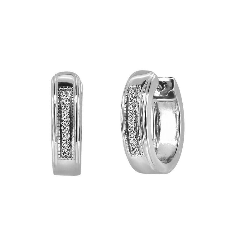 Hoop Earrings With .21 Carat TW Of Diamonds In Sterling Silver