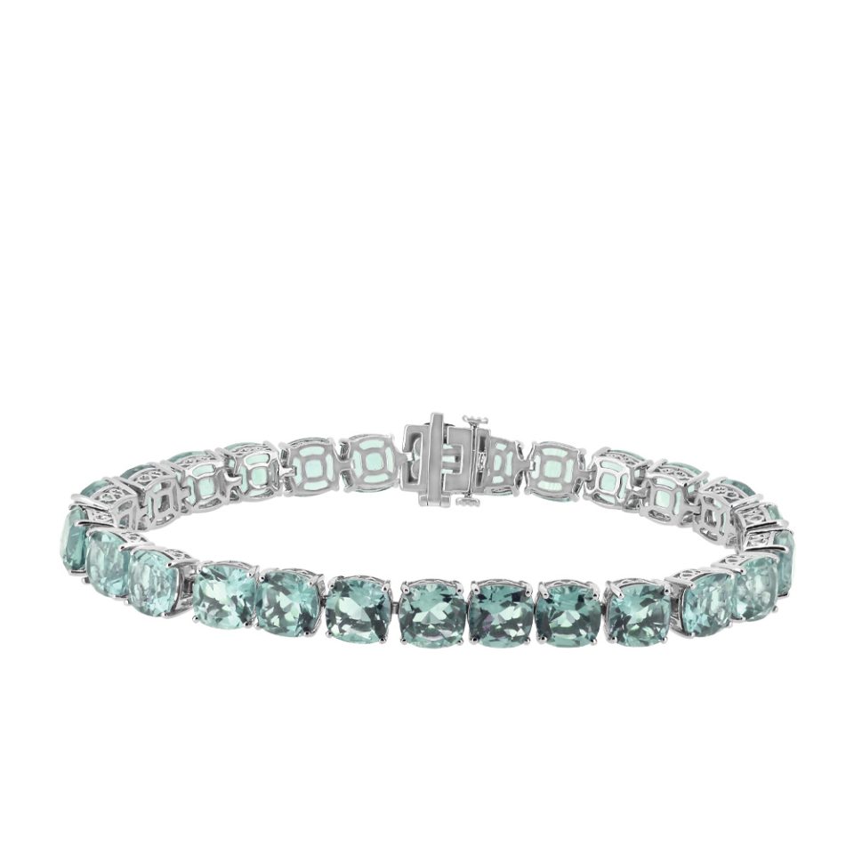8" Bracelet with Green Amethyst in Sterling Silver