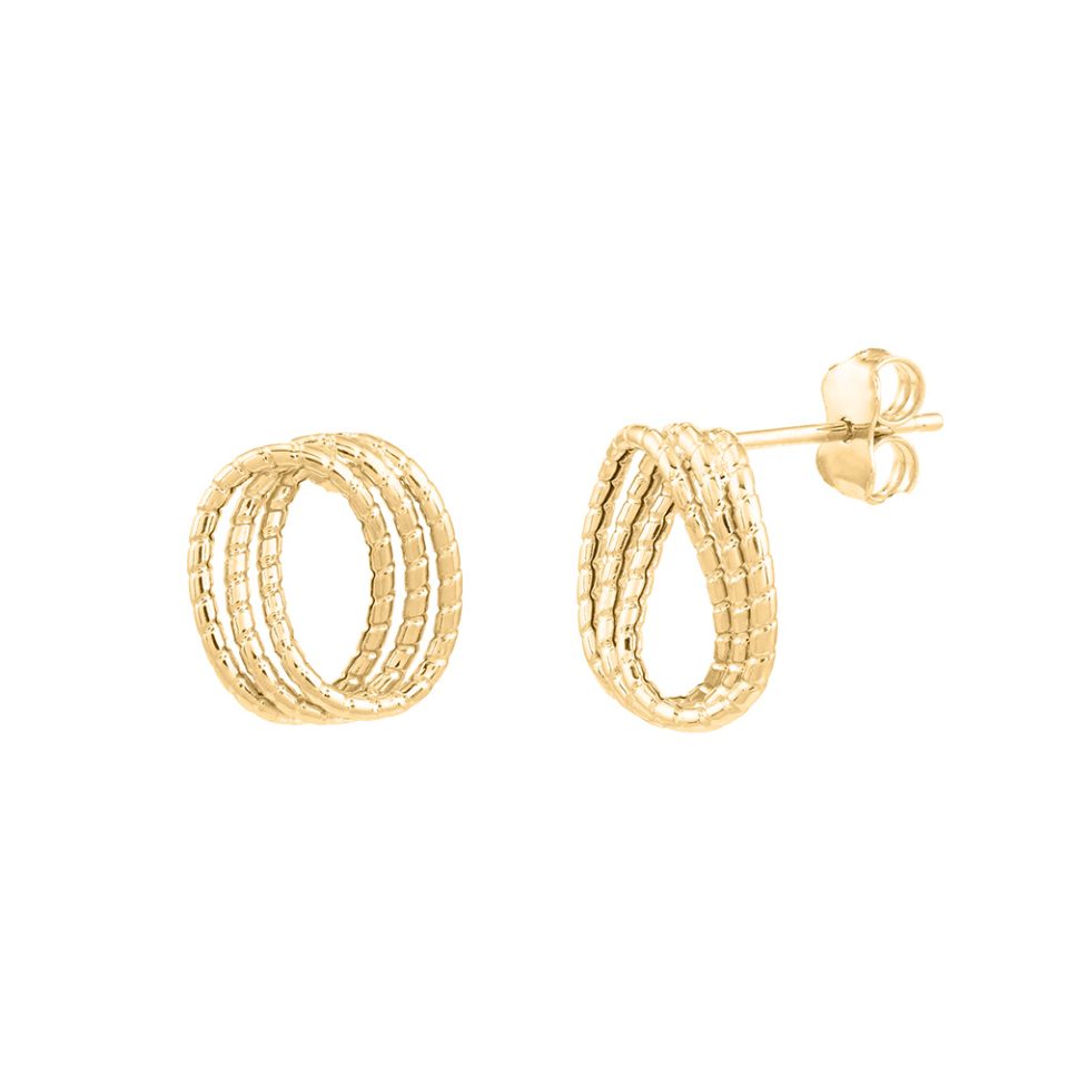 Triple Curve Helix Stud Earrings in 10kt Yellow Gold