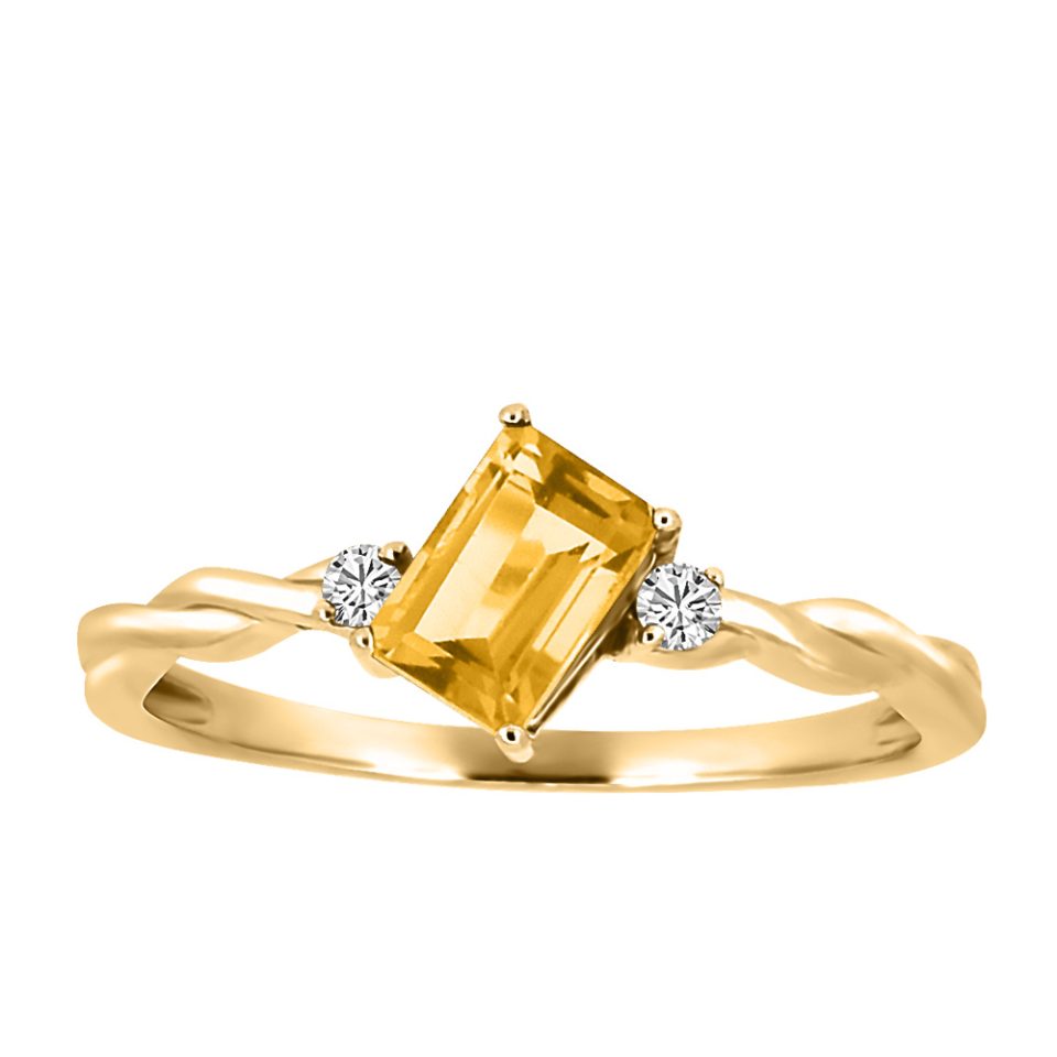 Ring with 4X6MM Citrine and .06 Carat TW of Diamonds in 10kt Yellow Gold