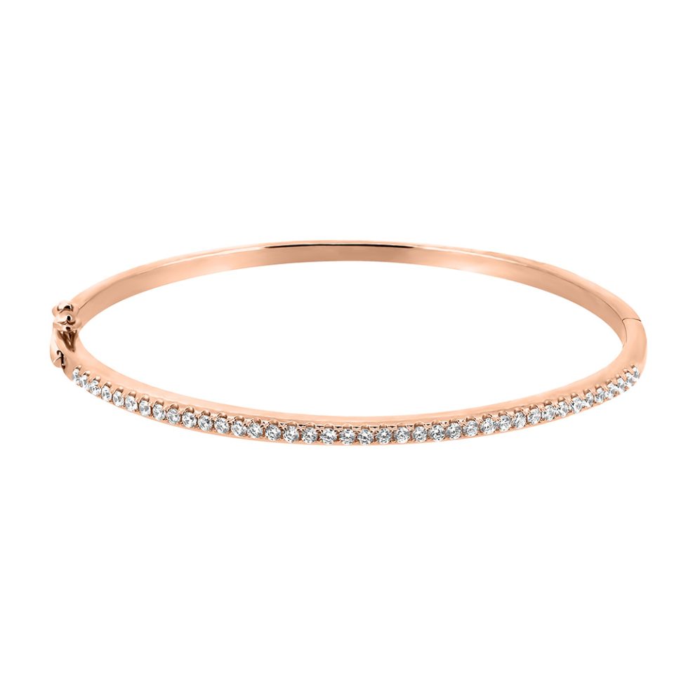 Classic Bangle with Cubic Zirconia in Rose Gold Plated Sterling Silver