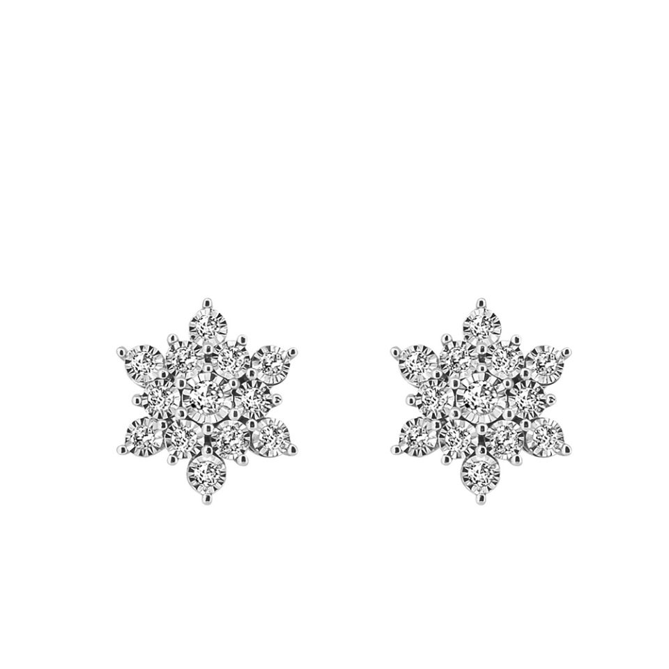 Flower Earrings .50 Carat TW Diamonds in 10kt White Gold