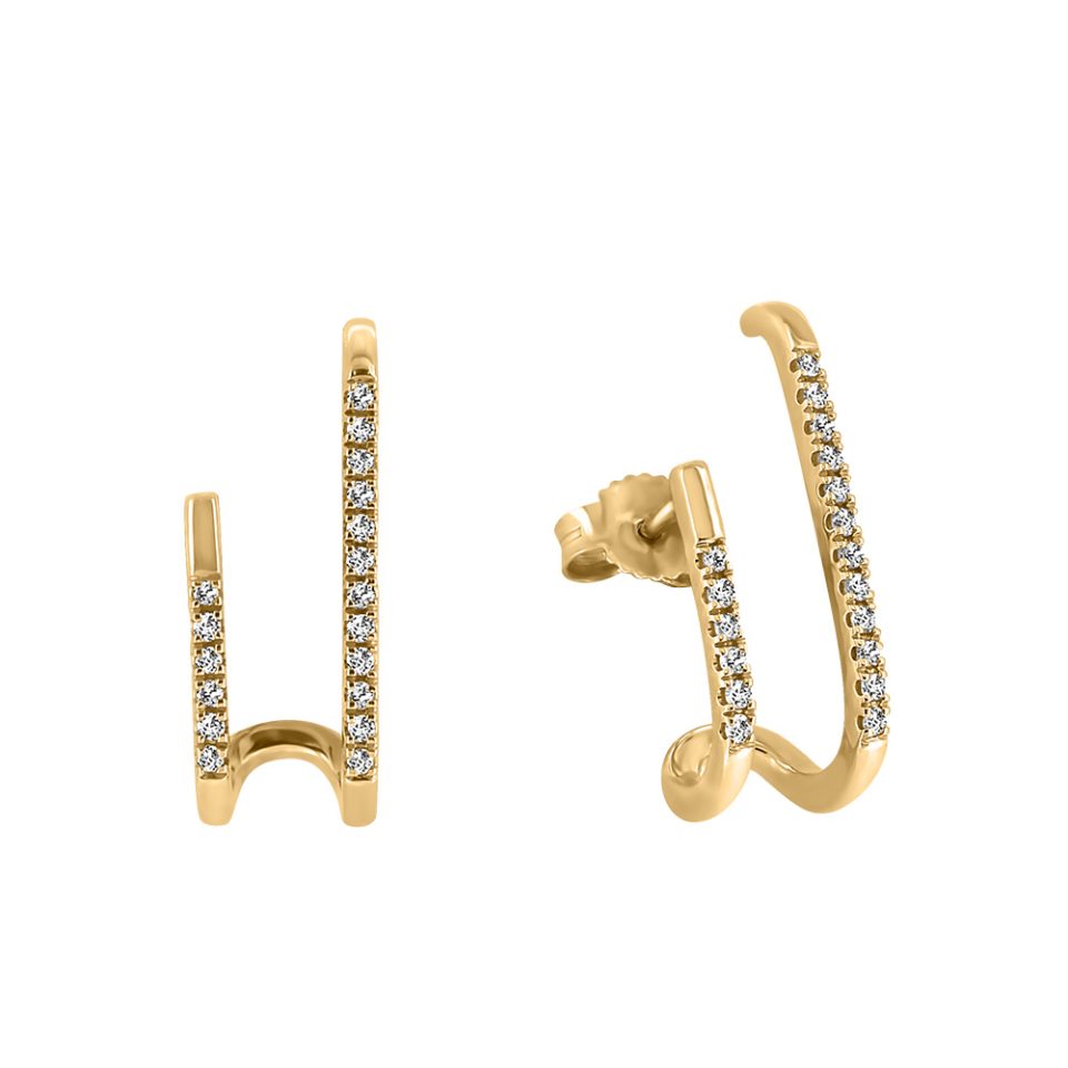 .15 Carat TW Double Bar Diamond Earrings in 10kt Yellow Gold
