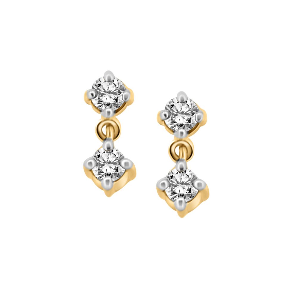 .20 Carat TW Duo Drop Diamond Earrings in 10kt Yellow Gold
