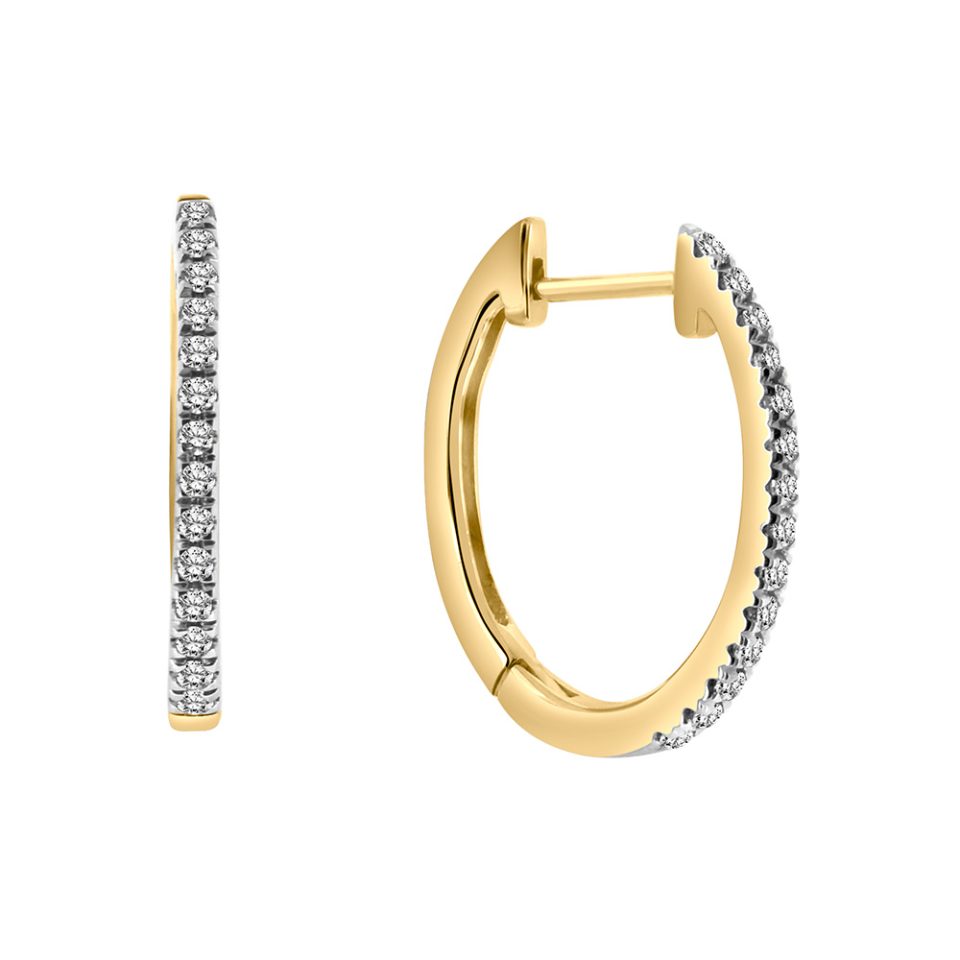 19MM Hoop Earrings with .50 Carat TW Diamonds in 10kt Yellow Gold
