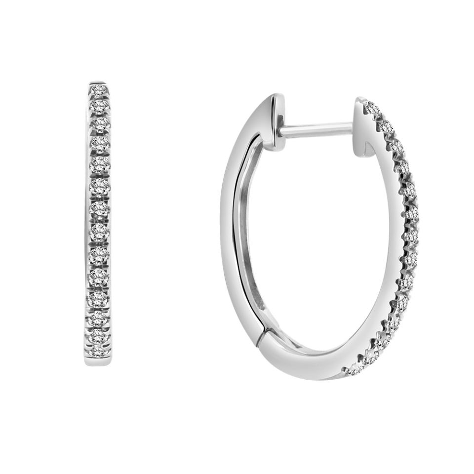 19MM Hoop Earrings with .50 Carat TW Diamonds in 10kt White Gold