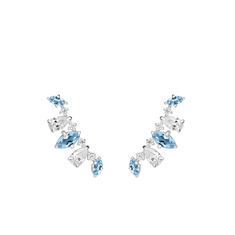 Blue and White Topaz Earrings in Sterling Silver