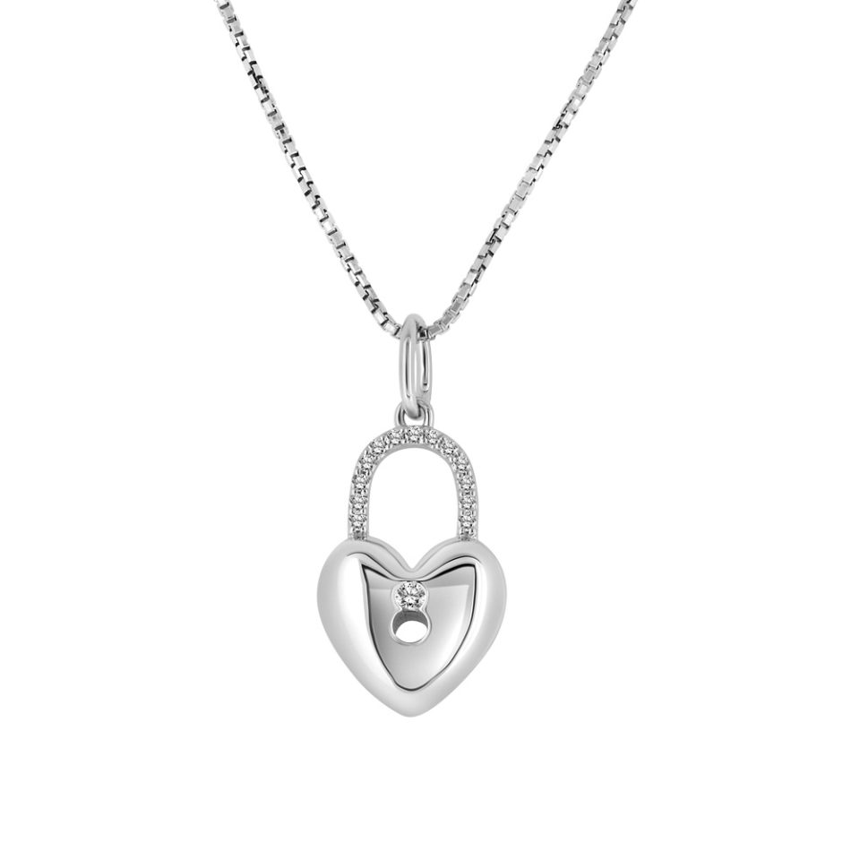 Heart Pendant with 0.5 Carat TW Diamond in Sterling Silver with Chain
